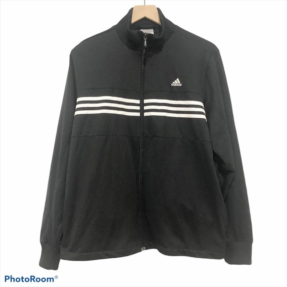 Adidas black three stripe full zip track jacket Men’s XL - Picture 9 of 9